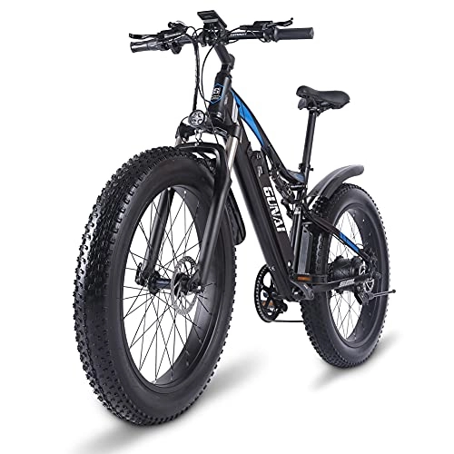 Bici elettriches : GUNAI Electric Bike 26 '' 4.0 Fat Tire Mountain E-Bike 1000W 48V con batteria agli ioni di litio rimovibile 17AH e doppio assorbimento degli urti