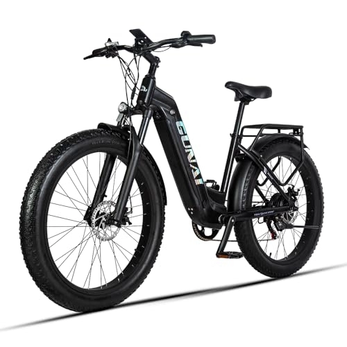 Bici elettriches : GUNAI GN26 Bicicletta Elettrica per Adulti, 26 Pollici Bicicletta da Città con Pneumatici Grassi con Motore Bafang e 48V 17.5AH Batteria Samsung