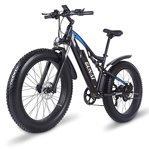 Bici elettriches : GUNAI Mountain Bike elettrica 48V Mountain Bike con pneumatici grassi per adulti con sistema frenante idraulico XOD anteriore e posteriore, batteria agli ioni di litio rimovibile