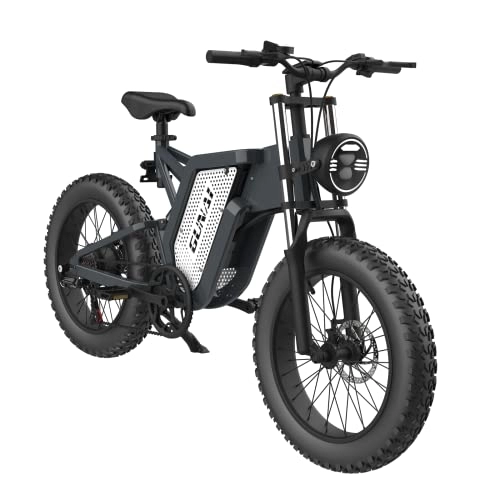 Bici elettriches : GUNAI Off-Road Bicicletta Elettrica per Adulti, 20 Pollici Snow Bike 7 Velocità con Motore Brushless e Staccabile 48V 25AH Batteria agli ioni di litio con Doppio Ammortizzatore