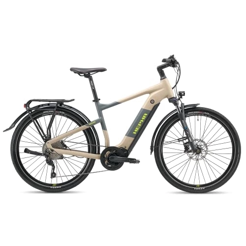 Bici elettriches : HEPHA Trekking 7, E-Bike Unisex-Adulto, Sabbia, 52