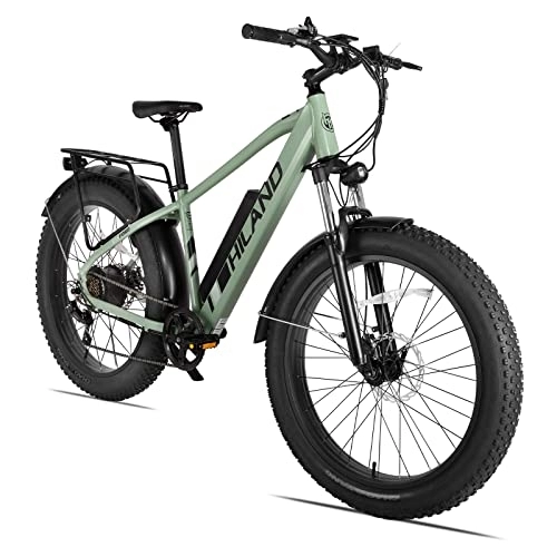 Bici elettriches : HILAND Fat Tire - Bicicletta elettrica da 26 pollici, con motore Powerful per adulti, 48 V, batteria rimovibile, mountain bike, con freno a disco a 7 marce, sospensioni