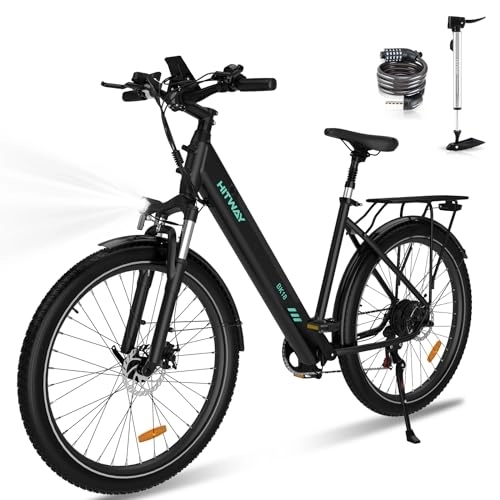 Bici elettriches : HITWAY Bici Elettrica Bicicletta Elettrica 27, 5", Mountain Bike Elettrica, 250W Motor 36V / 12Ah batteria al litio, 7 marce, fino a 40-80 km