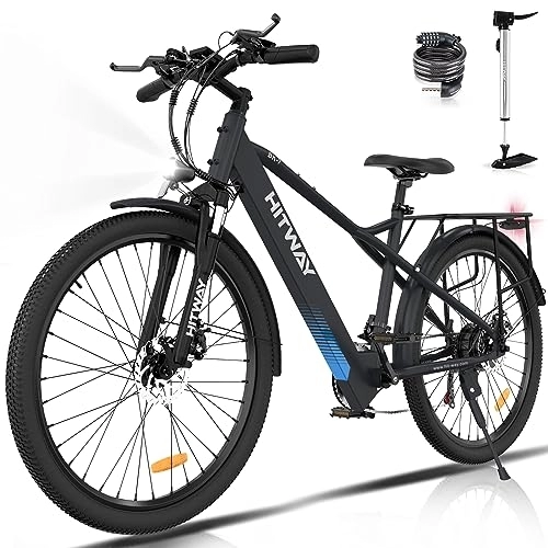 Bici elettriches : HITWAY Bicicletta Elettrica 26” Bici Elettrica Adulti Bici da montagna con batteria al litio 36V / 11, 2Ah, 250W, 21 velocità, Max 25km / h, Fino a 35-90km, pedalata assistita per bici elettriche