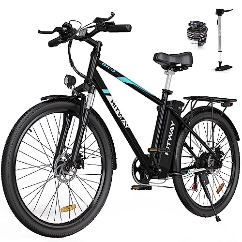Bici elettriches : HITWAY Bicicletta Elettrica 26", Bici Elettrica Mountain Bike, E-Bike City per Uomo / Donna, Motore 250W 36V 14Ah batteria al litio estraibile, Shimano 7 marce, fino a 45-100 km