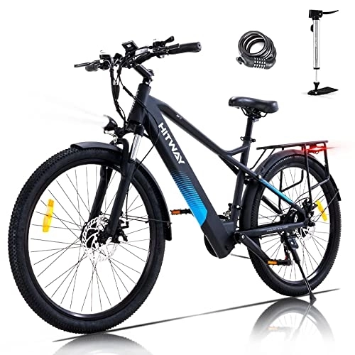 Bici elettriches : HITWAY Bicicletta Elettrica per Adulti 26'', 250W Mountain Bike Elettrica con 36V 11, 2Ah Batteria, Fino a 35-90km, Shimano 21 Velocità Ingranaggi Bici Elettrica per Uomo / Donna