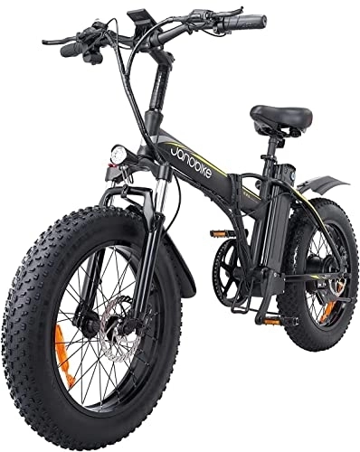 Bici elettriches : JANSNO Electric Bike 20" x 4.0 Fat Tire, 7 velocità, freni idraulici XOD anteriore e posteriore, Pieghevole e-bike urbana con motore senza spazzole, batteria rimovibile 48V 12.8Ah
