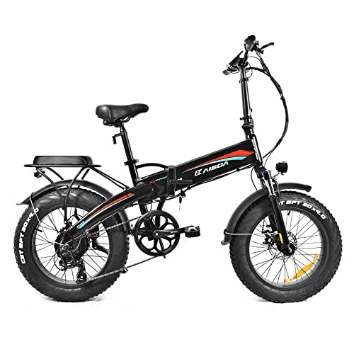 Bici elettriches : K KAISDA Fat Mountain bike 20" Bicicletta elettrica pieghevole per tutti i terreni, 48V 12.8AH, con Bluetooth, Portata Massima di 70km, (Città, Montagna, Neve, Spiaggia)