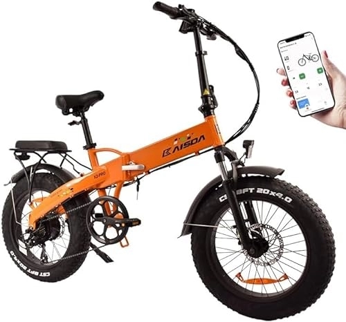 Bici elettriches : K2PRO Fat Bike 20 pollici E-bike Bicicletta Elettrica Pieghevole Batteria 48V 12, 8 Ah, E-MTB Urban Adulti con APP, Shimano 7S (con campanello, con supporto per cellulare)