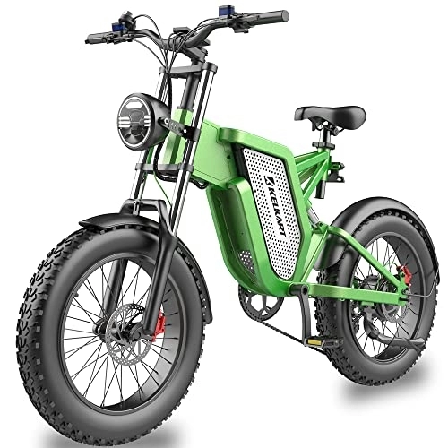 Bici elettriches : KELKART Fat Tire Bicicletta elettrica da 20 x 4, 0", con batteria agli ioni di litio rimovibile da 48 V, 25 Ah, cambio Shimano 7 marce, per adulti