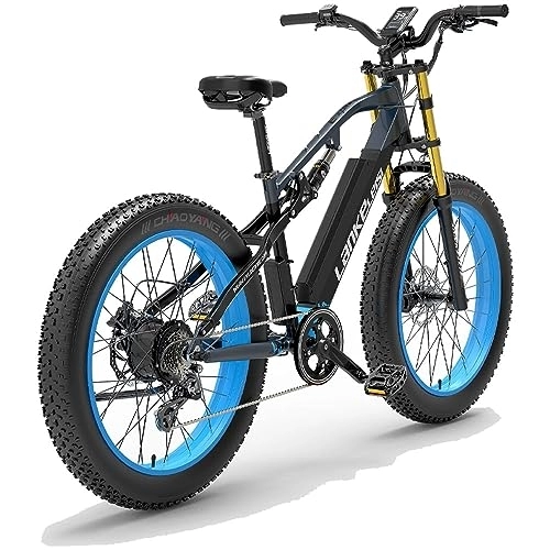 Bici elettriches : Kinsella La mountain bike elettrica RV700 include: una batteria al litio rimovibile 48 V 16 Ah, pneumatici grandi 26 x 4, un telaio in alluminio 6061 e molle ammortizzatore。 (blu)