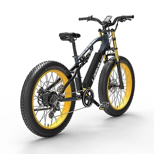 Bici elettriches : Kinsella La mountain bike elettrica RV700 include: una batteria al litio rimovibile 48 V 16 Ah, pneumatici grandi 26 x 4, un telaio in alluminio 6061 e molle ammortizzatore。 (giallo)