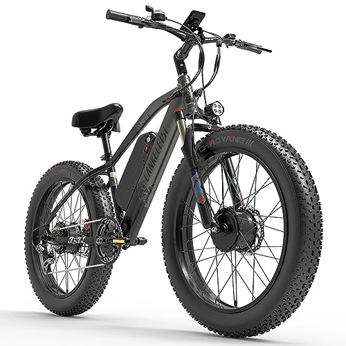 Bici elettriches : Kinsella MG740PLUS Bicicletta elettrica fuoristrada a doppio motore, batteria al litio 48V20ah (Samsung), sospensione a molla ad olio, ruote 26 * 4.0, mountain bike elettrica (grigio)