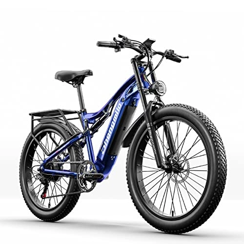 Bici elettriches : Kinsella Nuovo mx03 adulto grande pneumatico bici elettrica, 48 V 15 Ah LG batteria al litio 26 "lega di alluminio 4.0 grasso pneumatico doppio ammortizzatore bici elettrica mountain bike