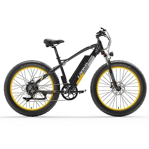 Bici elettriches : Kinsella XC4000 Bici elettrica Fat Tire: trasmissione a 7 velocità, display LED intelligente, freno a disco meccanico, batteria al litio rimovibile 48V x 17, 5Ah. (giallo)