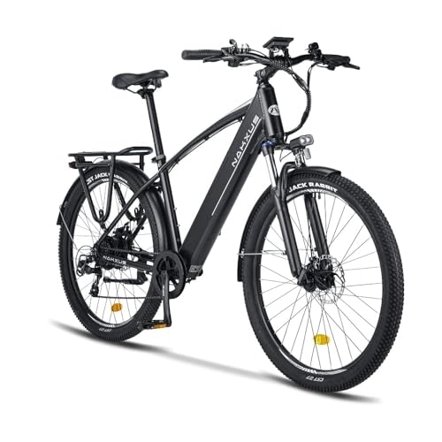 Bici elettriches : nakxus Bicicletta elettrica 27M204, 27, 5", bici da trekking, E-Citybike, con batteria al litio da 36 V, 13 Ah, fino a 100 KM, motore da 250 W, conforme all'UE con app (nero)