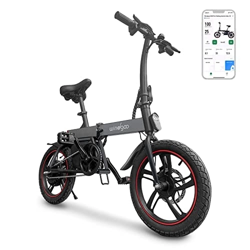Bici elettriches : WINDGOO Bici Elettrica, 16“ Bicicletta Elettrica, E BIKE con motore da 250W batteria per pendolari da 36V 7.5Ah, Controllo Intelligente Tramite APP, City Bike unisex per adolescenti