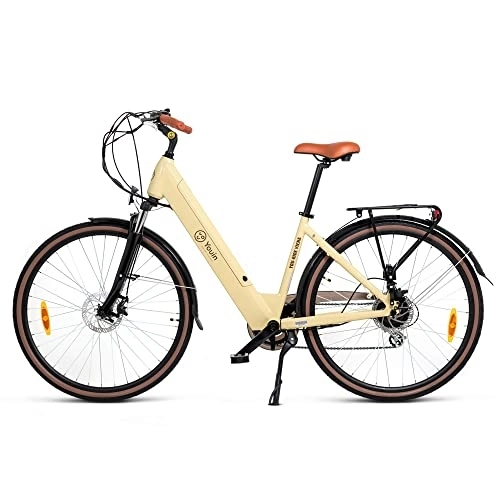 Bici elettriches : Youin Vienna - Bicicletta elettrica, ruote da 28", autonomia 80 km, cambio Shimano 7 velocità, motore 250 W, color crema.
