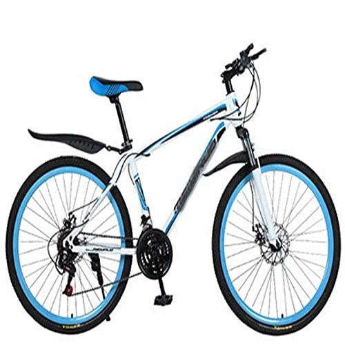 Mountain Bike : Biciclette in Lega di Alluminio, Bici da Uomo E da Donna in Fibra di Carbonio, Freni A Doppio Disco, Mountain Bike Integrate Ultraleggere (Color : White And Blue, Size : 26 Inches)