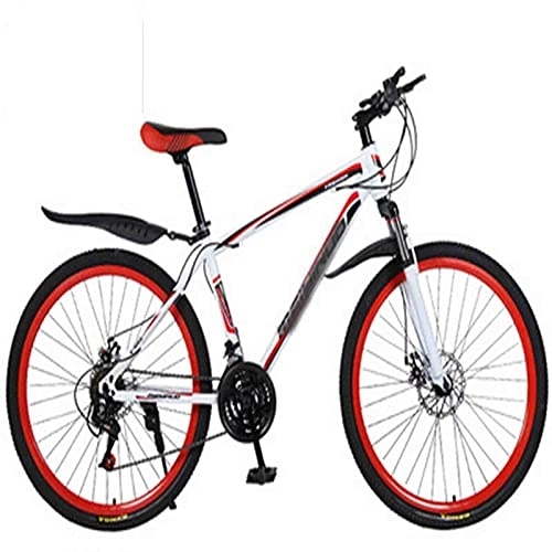 Mountain Bike : Biciclette in Lega di Alluminio, Bici da Uomo E da Donna in Fibra di Carbonio, Freni A Doppio Disco, Mountain Bike Integrate Ultraleggere (Color : White Red, Size : 24 Inches)