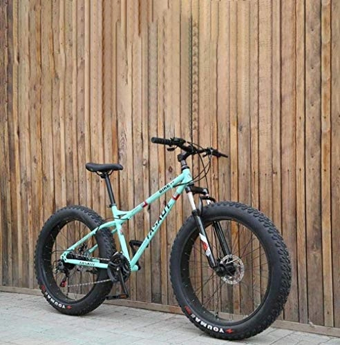Mountain Bike : CXY-JOEL Pneumatici per Adulti Fat Mountain Bike Doppio Freno a Disco / Cruiser Bici Spiaggia Motoslitta Bicicletta 24 Pollici Lega Di Alluminio Ruote-Blue_7 Velocità, Blu, 7 Velocità