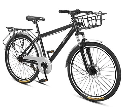 Mountain Bike : FEFCK Acciaio Ad Alto Tenore di Carbonio da 26 Pollici per Bicicletta MTB Viene Fornito con Ripiano Posteriore E Cintura di Fissaggio E Cesto per Bicicletta Fuoristrada in Bicicletta A