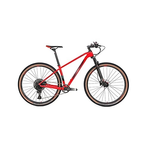 Mountain Bike : HESND ZXC Biciclette per Adulti Ruota in Alluminio Fibra di Carbonio Mountain Bike Freno a Disco Idraulico (Colore: Rosso, Taglia: M)