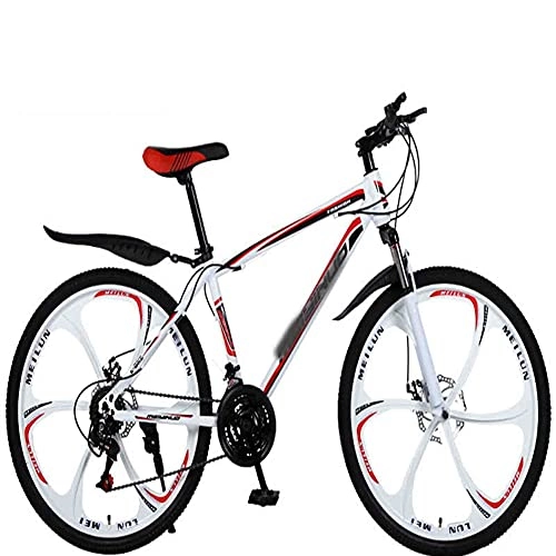Mountain Bike : Mountain Bike da 26 Pollici A 21-30 velocità | Mountain Bike per Bicicletta da Uomo E Donna per Adulti | Mountain Bike per Bicicletta con Doppio Freno A Disco (Color : White Red, Size : 24 Inches)