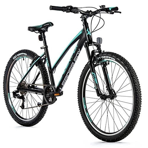 Mountain Bike : Velo Muscular MTB 26 Leader Fox MXC 2023 Donna Nero-Verde Chiaro 8V Telaio 18 Pollici (Taglia Adulto 170-178 cm)