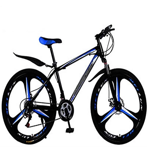 Mountain Bike : WXXMZY Biciclette Ibride da Uomo E da Donna, 21 Velocità-30 velocità, Ruote da 24 Pollici, Biciclette A Doppio Disco, più Colori (Color : Black Blue, Size : 24 Inches)