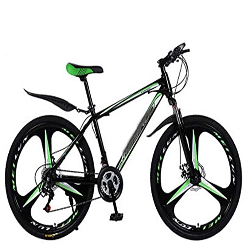 Mountain Bike : WXXMZY Biciclette Ibride da Uomo E da Donna, 21 Velocità-30 velocità, Ruote da 24 Pollici, Biciclette A Doppio Disco, più Colori (Color : Black Green, Size : 24 Inches)