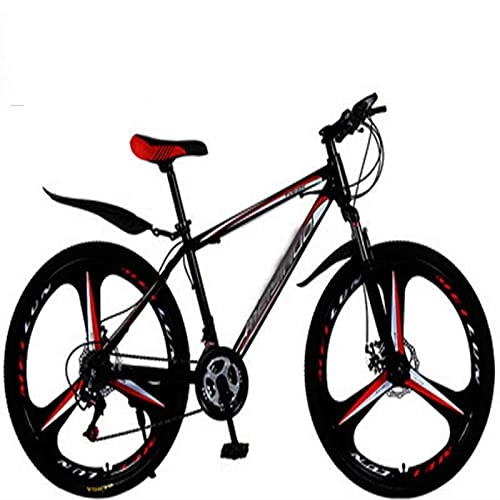 Mountain Bike : WXXMZY Biciclette Ibride da Uomo E da Donna, 21 Velocità-30 velocità, Ruote da 24 Pollici, Biciclette A Doppio Disco, più Colori (Color : Black Red, Size : 24 Inches)