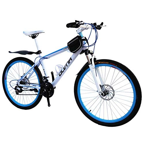 Mountain Bike : XER Mountain Bike da Uomo, Telaio in Acciaio da 17"Pollici, forcelle Ammortizzate per ammortizzatori Posteriori a 21 / 24 / 27 / 30 velocità Completamente Regolabili, Blue, 27speed