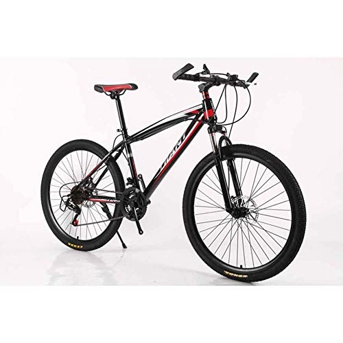 Mountain Bike : XER Telaio per Mountain Bike Hardtail Bicicletta da MTB Acciaio al Carbonio 21 velocità Freni a Disco da 24"per Mountain Bike con Ruote, Red