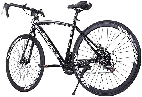 Bicicletas de carretera : SYCY Bicicleta de montaña de 26 Pulgadas Begasso Shimanos Bicicleta de Carretera de suspensión Completa de Aluminio Frenos de Disco de 21 velocidades Bicicleta de Crucero de Playa-Negro