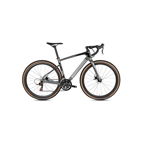 Bicicletas de carretera : TABKER Bicicleta de carretera manillar integrado de carbono oculto marco de cable interior grupo freno de disco (color: gris, tamaño: M)