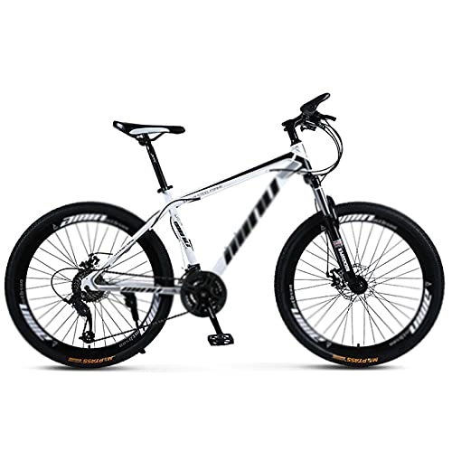 Bicicletas de montaña : WANYE 21 / 24 / 27 / 30 Speed 26 Pulgadas Bicicleta De Montaña De Acero con Alto Contenido De Carbono, Bicicletas para Exteriores para Hombres Y Mujeres, White black-24speed