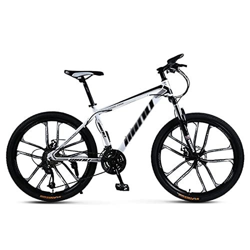 Bicicletas de montaña : WANYE Bicicleta De Montaña con Suspensión Completa 21 / 24 / 27 Velocidad Bicicleta 26 Pulgadas Frenos De Disco MTB para Hombre (Ruedas Magnéticas De 10 Radios) White black-21speed