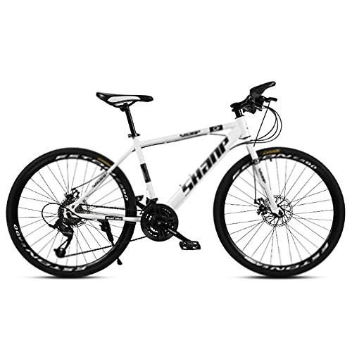 Bicicletas de montaña : WANYE Bicicleta De Montaña De Aluminio De 26 Pulgadas Shimano 21 / 24 / 27 / 30 Velocidades con Freno De Disco, MTB Profesional para Bicicletas De Hombre, White-21speed