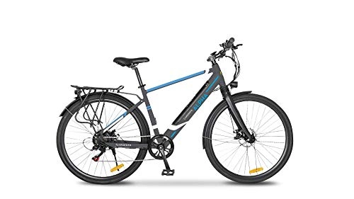 Bicicletas eléctrica : Argento Alpha - Bicicleta eléctrica de Ciudad para Hombre, Gris y Azul, Talla única