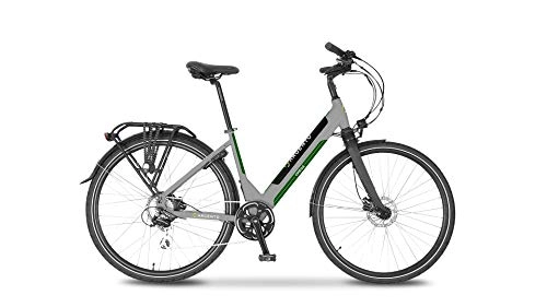 Bicicletas eléctrica : Argento Bicicleta eléctrica Omega Plata de Ciudad, Adultos Unisex, Gris E Verde, Talla única