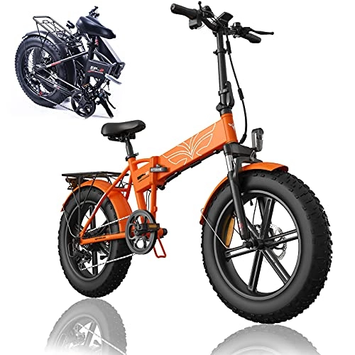 Bicicletas eléctrica : CuiCui Bicicleta Eléctrica Bicicleta de Nieve Bicicleta de Neumático Gordo 750W 48V / 16.8AH Batería EBike Ciclomotor Playa Asistencia de Pedal de Montaña, Naranja