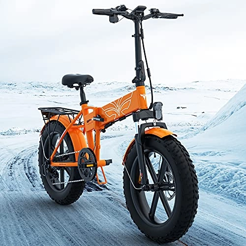 Bicicletas eléctrica : CuiCui Bicicleta Eléctrica de Montaña E-MTB de 750 W con Batería de Iones de Litio Extraíble de 48 V 16.8 A para Hombres y Adultos, Engranajes de Transmisión de 7 Velocidades Frenos de Disco, Naranja