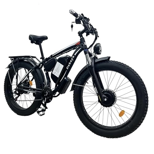 Bicicletas eléctrica : Dakeya Da06 Bicicleta eléctrica para Adultos, ebike, Daul Motors, 21 velocidades, con batería Desmontable 48v 22.4ah, Bicicleta eléctrica con neumáticos gordos 26 "x 4.0, Adecuada para Todo Terreno