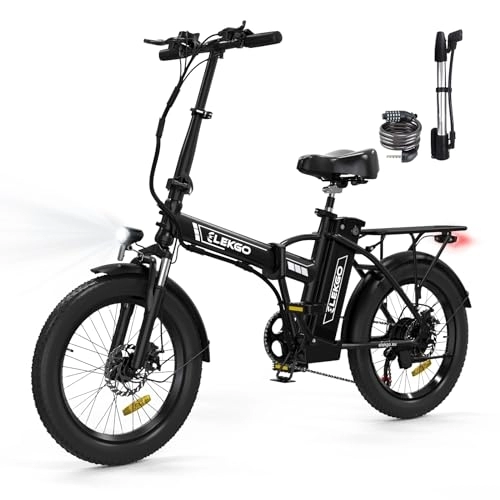 Bicicletas eléctrica : ELEKGO Bicicleta eléctrica 20" Fat Tire 3.0 Bicicleta eléctrica 36V12Ah Batería Bicicleta Plegable, Transmisión de 7 velocidades Bicicleta de Ciudad, Motor de 250W Bicicleta de montaña para Adultos