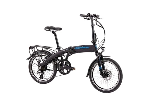 Bicicletas eléctrica : F.lli Schiano Galaxy Bicicleta eléctrica Plegable, Unisex-Adult, Negro-Azul, 20