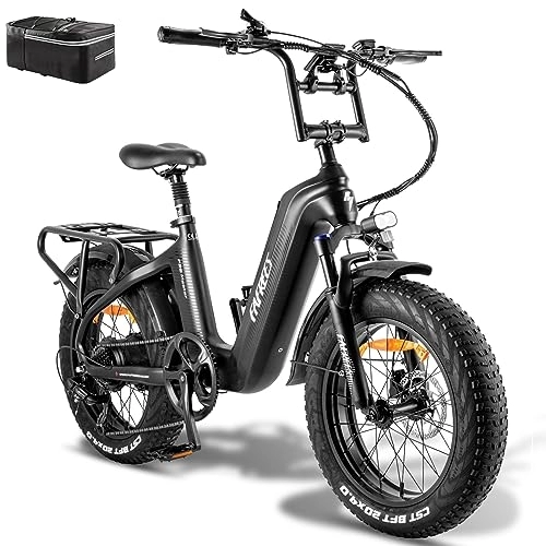 Bicicletas eléctrica : Fafrees Bicicleta Eléctrica 1080Wh, 20 * 4.0" Fatbike, Batería 22.5Ah Samsung Cell, Ebike de Fibra de Carbono, Bici Eléctrica Montaña para Adultos, Alcance 100KM, F20 Master 2023 (Negro)
