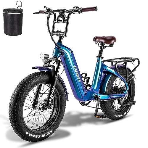 Bicicletas eléctrica : Fafrees Bicicleta eléctrica de montaña de 20 pulgadas, batería de 48 V / 22, 5 Ah, bicicleta eléctrica de 60 N.m, bicicleta eléctrica plegable Shimano 7S, bicicleta eléctrica eléctrica para mujer, frenos