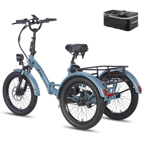 Bicicletas eléctrica : Fafrees F20 Mate [Oficial] Bicicleta eléctrica plegable de 3 ruedas con batería de 48 V 18, 2 Ah 110 KM, bicicleta eléctrica para mujer, frenos de disco hidráulicos, bicicletas eléctricas 65 N.m, Fat