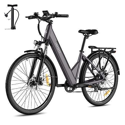 Bicicletas eléctrica : Fafrees F28 Pro Bicicleta Eléctrica, 27, 5" Bicicleta Eléctrica Urbana, Motor 250W, Batería Extraíble 14.5Ah / 522Wh, Shimano 7 Velocidads, Mujer Hombre Pedelec ebike, Alcance 90 KM (Gris)